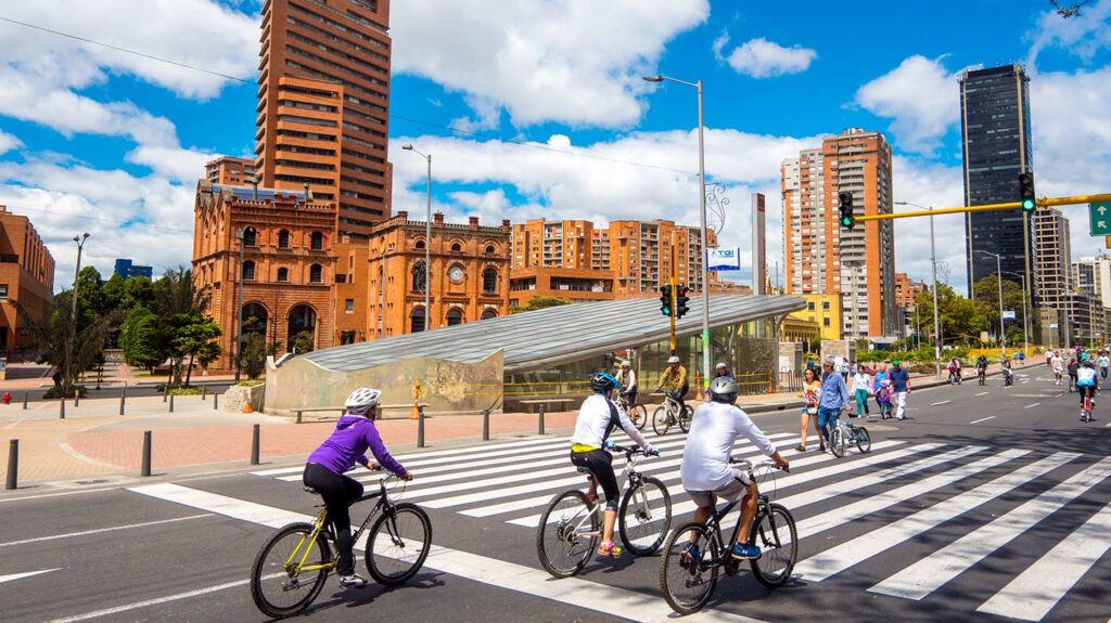 People cycling in Bogota