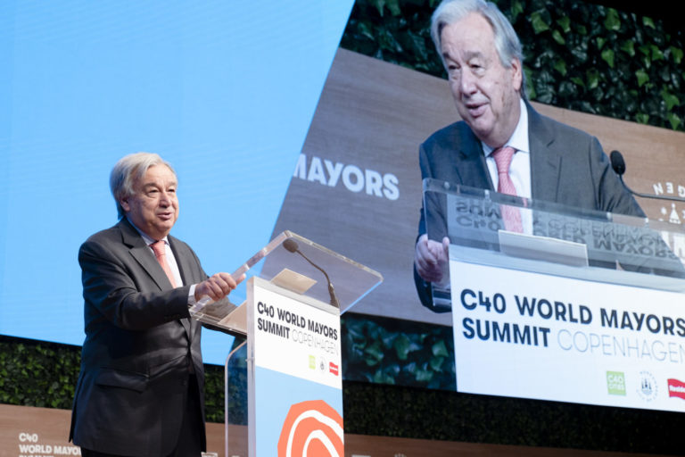 UN-Generalsekretär António Guterres spricht bei der C40 Weltbürgermeistergipfel 2019