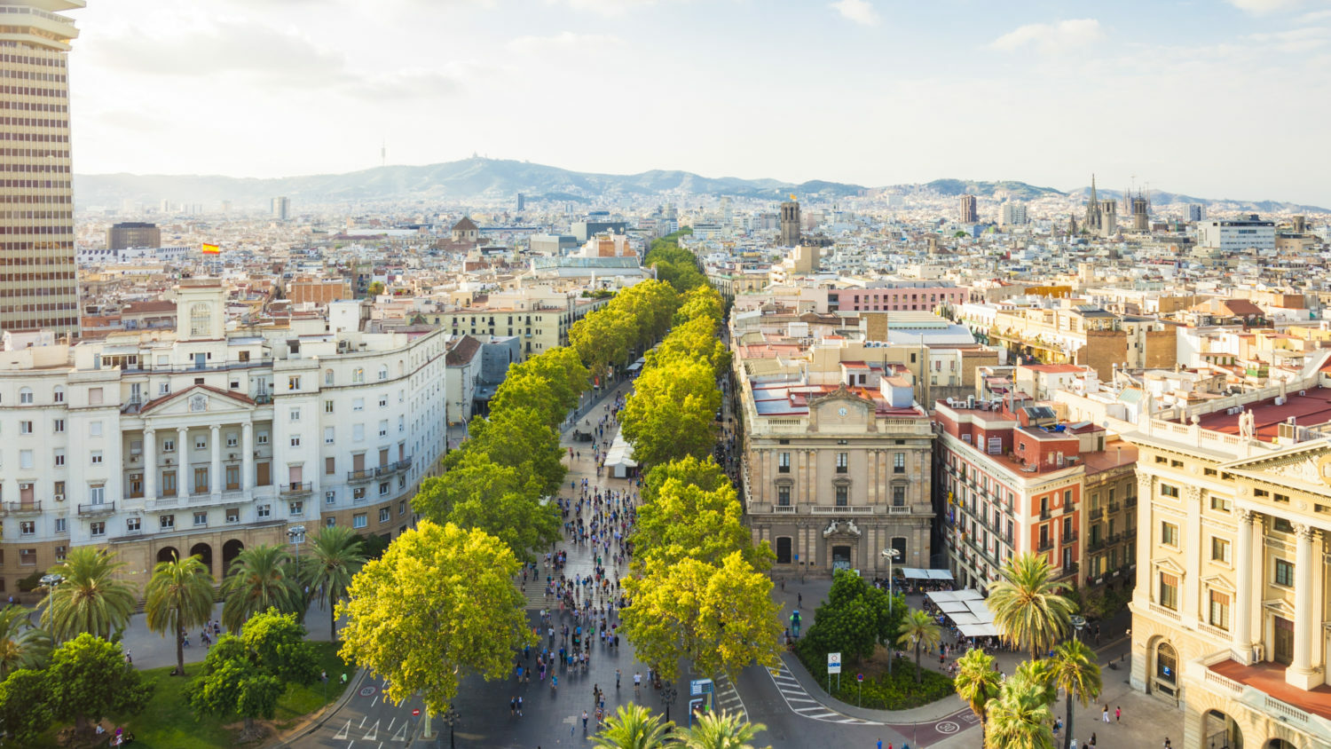 Barcelona cityscape with La Rambla
