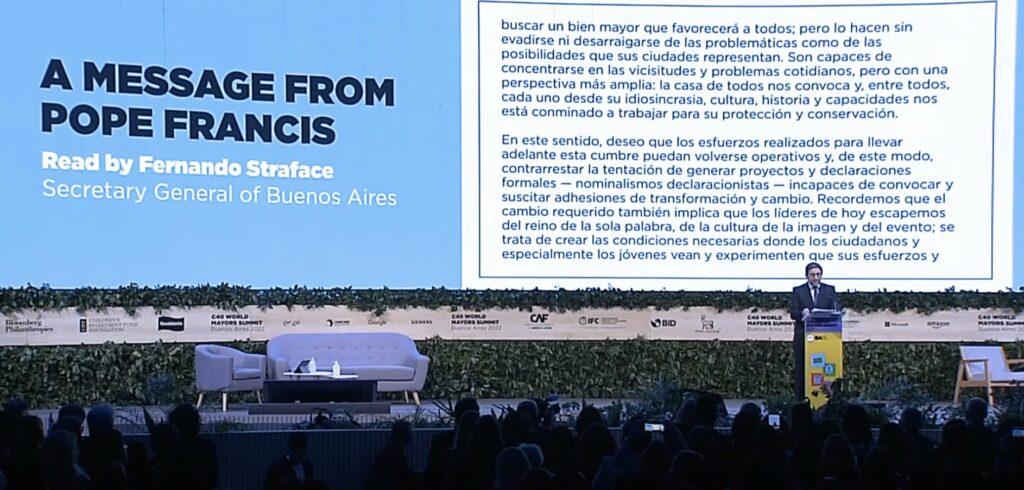 Pope Francis Letter at C40 Summit 2022 read by Fernando Straface