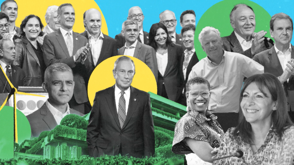 A colourful collage of mayors from across the world
